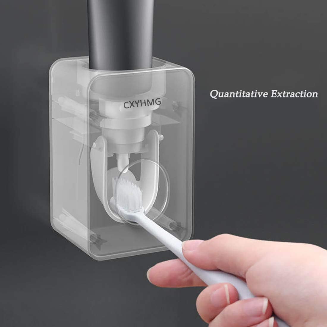 Toothpaste Dispenser - 2 PCS Automatic Squeezer for Kids & Family, Wall Mount Bathroom Accessories, Grey