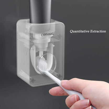 Toothpaste Dispenser - 2 PCS Automatic Squeezer for Kids & Family, Wall Mount Bathroom Accessories, Grey