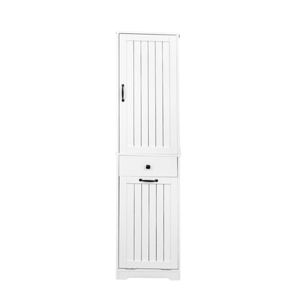 Laundry Cabinet with1 Storage Cabinet and 1 Drawer – White, Space-Saving Organization Solution for Easy Laundry Management