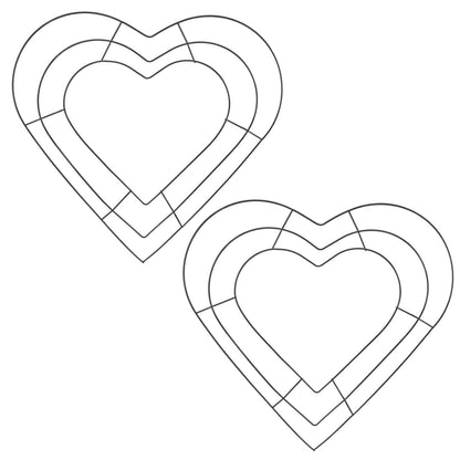 CONGARTENO 2PCS Heart Shaped Wire Wreath Frame Metal Heart Wreath Form for Valentine’S Day Wedding Floral Garland Making, Black Metal Wire DIY Craft Frame
