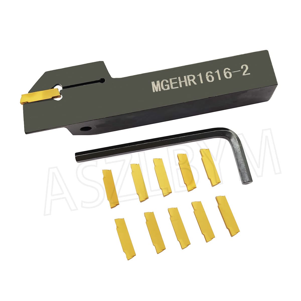 ASZLBYM Lathe Grooving Tool Holder Grooving Cut-Off Tool Holder MGEHR1616-2 With 11pcs MGMN200-G Indexable Carbide Grooving Inserts