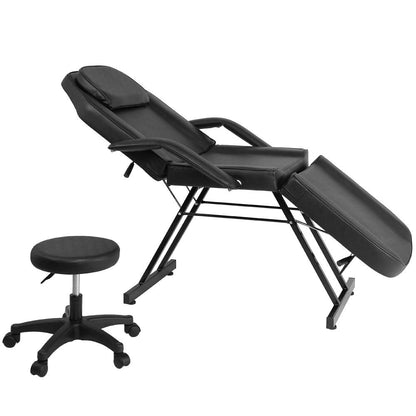 COZYSWAN Massage Salon Chair Bed Adjustable 3-Section Massage Table Facial Esthetician Bed, Spa and Salon Facial Chair, Tattoo Chair with Hydraulic Stool for Beauty Parlor Household, Black