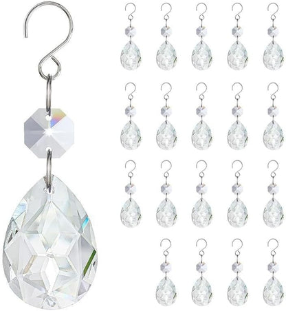 20Pcs 3Inch Crystal Prisms Windows Hanging Ornament Bauhinia Beads Chandelier Crystals Replacement for Birthday Wedding