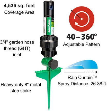 Rain Bird 42SASPG Gear Drive Rotor Sprinkler - Adjustable 40° to 360° Pattern, 26' to 38' Spray Distance
