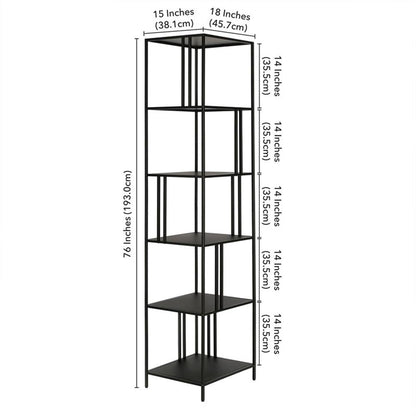 Henn&Hart 18" Wide Rectangular Bookcase in Blackened Bronze, for Home Office, Living Room