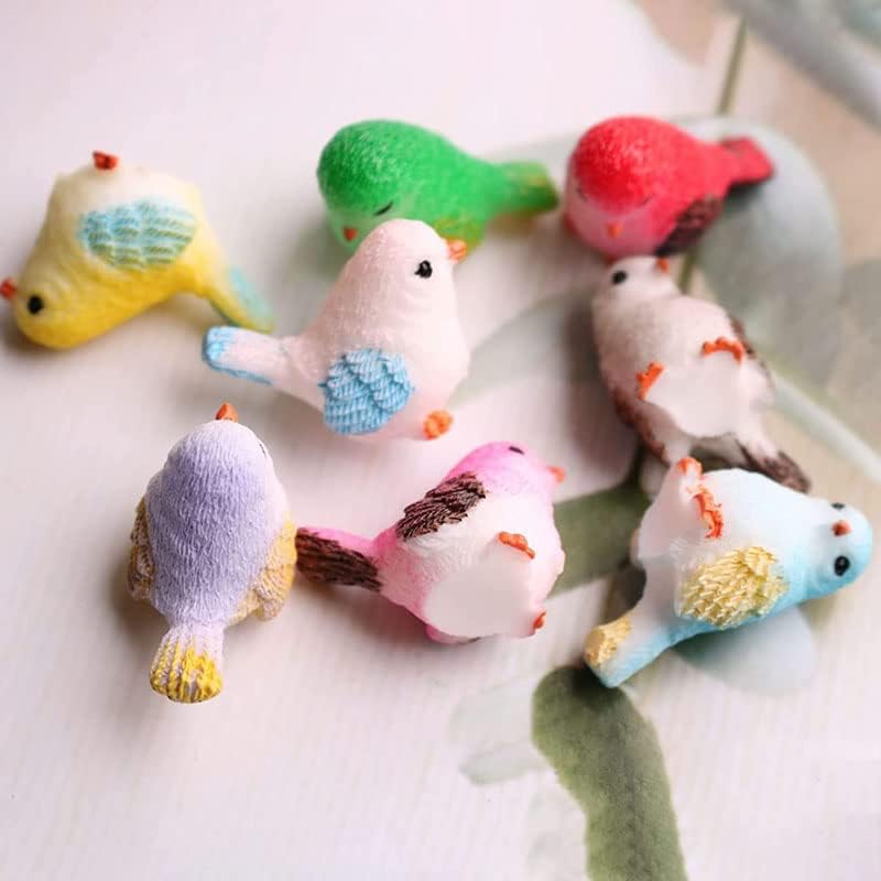 Wixine 16Pcs/Set Cute Little Bird Mini Animal Model, Miniature Landscape Ornament for Garden Bonsai
