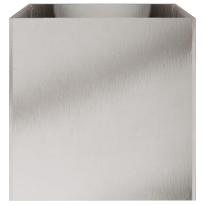 Foknhdi Set of 2 Large Silver Stainless Steel Rectangular Planters 18.5 x 19.3 x 18.1 in, Polished Planter Box for Patio Balcony Living Room Modern Indoor Outdoor Decor