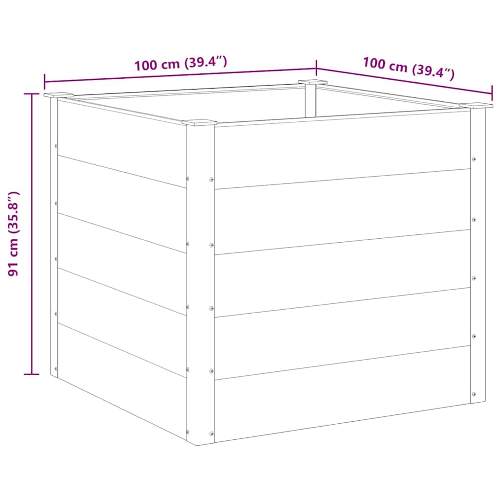 Foknhdi 39.4 x 39.4 x 35.8 in Grey Raised Garden Bed Outdoor, Large Square WPC Planter Box with Aluminum Frame for Patio, Balcony, Yard Herb & Vegetable Growing