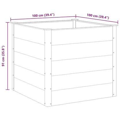 Foknhdi 39.4 x 39.4 x 35.8 in Grey Raised Garden Bed Outdoor, Large Square WPC Planter Box with Aluminum Frame for Patio, Balcony, Yard Herb & Vegetable Growing