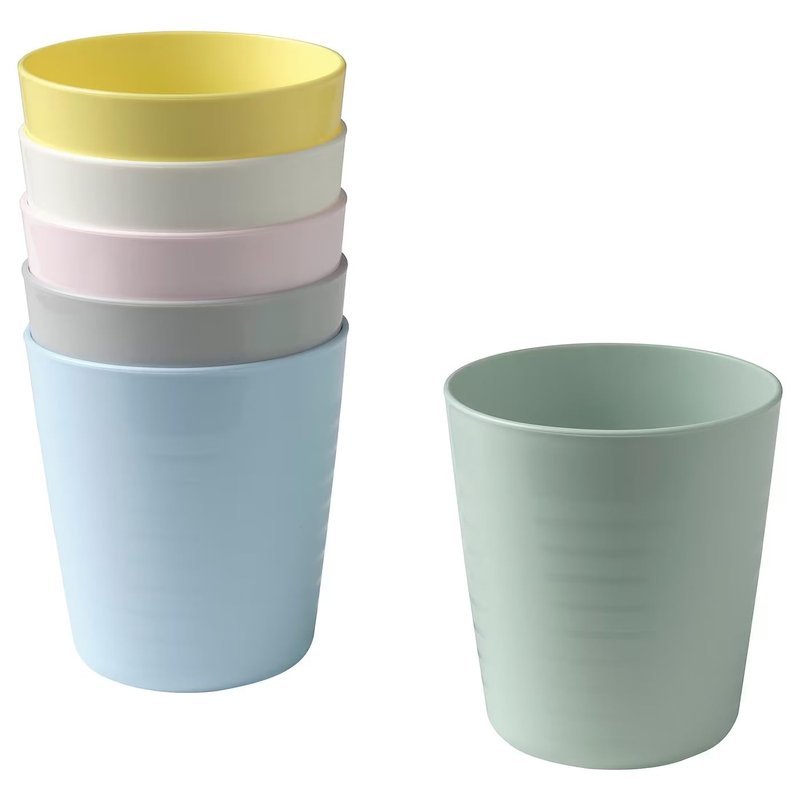 IKEA Kalas Childs Plastic Mug Pastel Multicoloured 6 x 17 Centimetre, Pack of 6