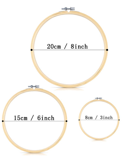 TINDTOP Beech Wood Embroidery Hoop Stand, with 3pcs Embroidery Hoops (3inch + 6inch + 8inch), Adjustable Rotated Wooden Embroidery Hoop Holder for Cross Stitch and Embroidery Projects