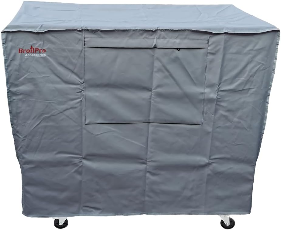 BroilPro Accessories 80-100 43L 22W 32H inch-Grey Waterproof Qt Rolling Cooler Cart Cover Fits Most Patio Ice Chest