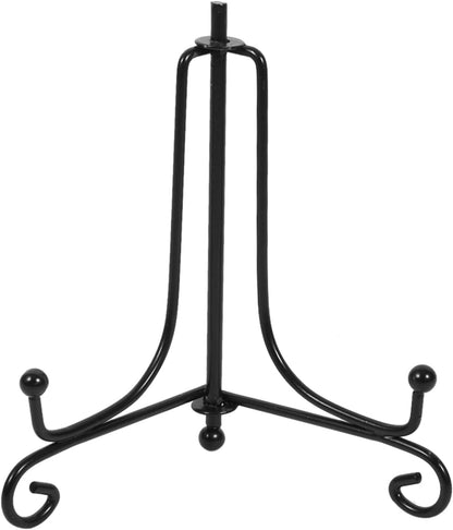 12 Inches Black Iron Plate Stand, Foldable Picture Stand for Display, Photo Stand for Decorative Plates, Frames, Books