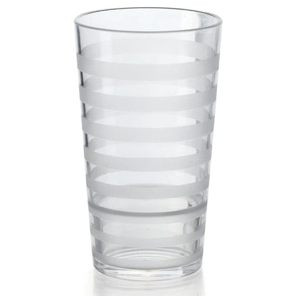 G.E.T. SW-1516-CL Orbis Shatterproof Opaque Striped Plastic Tumbler - 16 Ounce, Clear (Set of 12)