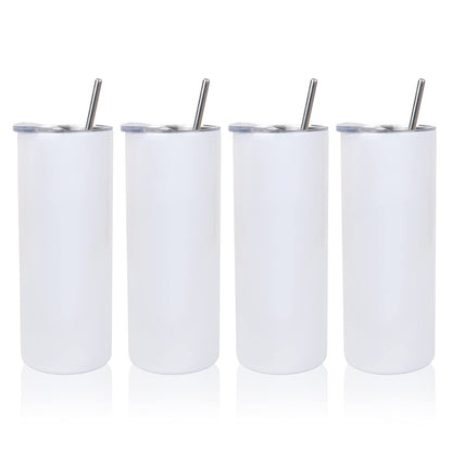 MAIKESUB Sublimation Tumbler 20oz Skinny Straight, 4 Pack White Triple-Wall Vacuum Insulated Tumblers for Heat Press Printing