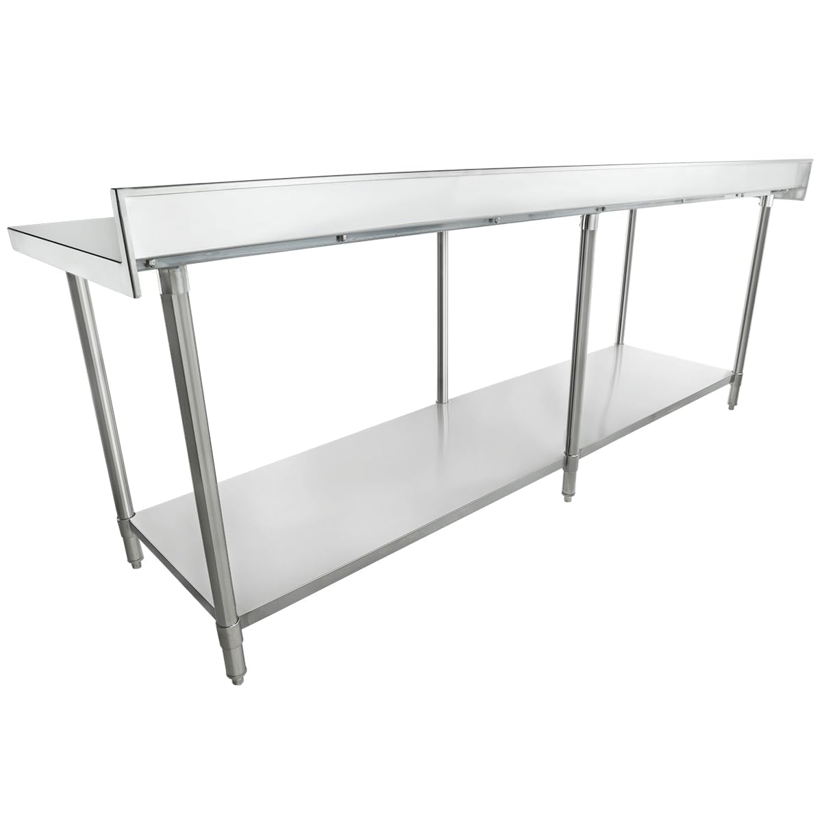EMPURA 96" x 30" Stainless Steel Work Table | Commercial Utility Prep Workstation for Restaurant Laundry Garage | 800 lb Capacity, S/S Undershelf Legs, 4" Backsplash, 96"W x 30"D x 35"H, 16 Gauge, NSF