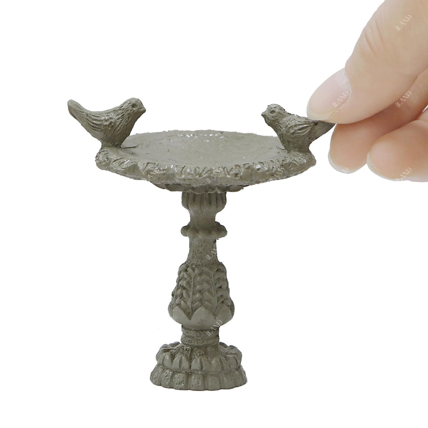 iLAND 1/12 Scale Garden Accessories Outdoor Miniature Birdbath Fountain & 2 Lion Wall Reliefs Mini Ornaments for Garden Dollhouse Décor Dollhouse Accessories