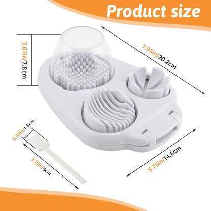 3-In-1 Egg Slicer for Hard Boiled Eggs,Stainless Steel Egg Cutter with 3 Cutting Modes,Multipurpose Kitchen Gadget Dicer for Butter Strawberry,Mushroom,Banana,Tomato,Easy to Use