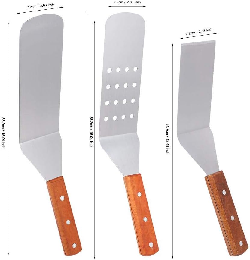 High-grade Stainless Steel Wooden Handle Frying Shovel Kitchen Dish Pizza Paddle Baking Cake, Cheese, Grill Food - 3