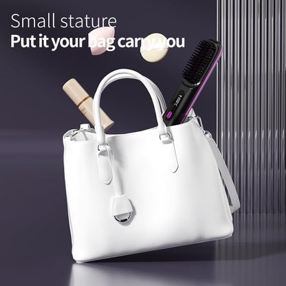 Go Brush Pro Hair Straightener – Cordless Comb with Negative Ion, 4000mAh Fast Heating & Portable Travel Design, Rechargeable Brush for Straightening and Curling (1Pcs)