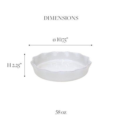 Casafina Ceramic Stoneware 11" Pie Dish - Cook & Host Collection, White | Microwave & Dishwasher Safe Dinnerware | Food Safe Glazing | Restaurant Quality Serveware