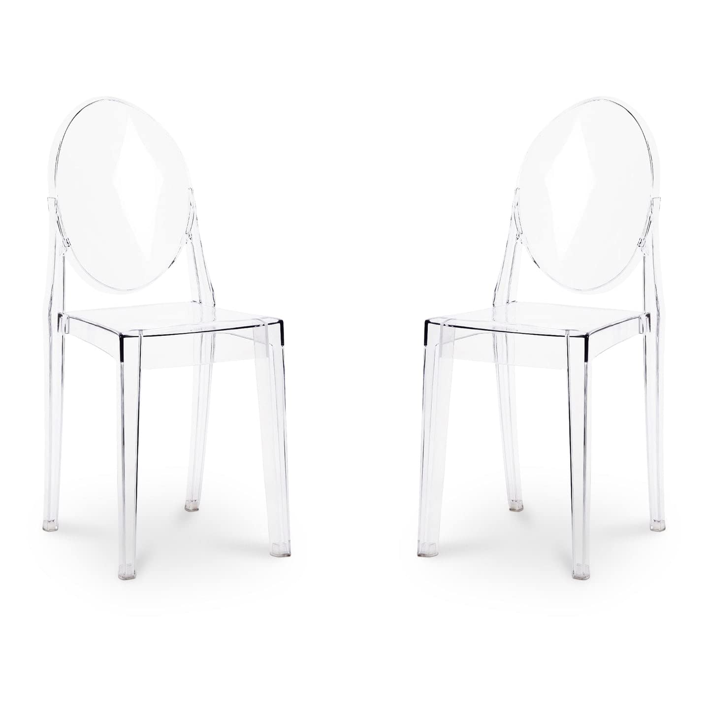 Aron Living 18.5" Mid-Century Plastic Crystal Dining Chairs in Clear (Set of 2)
