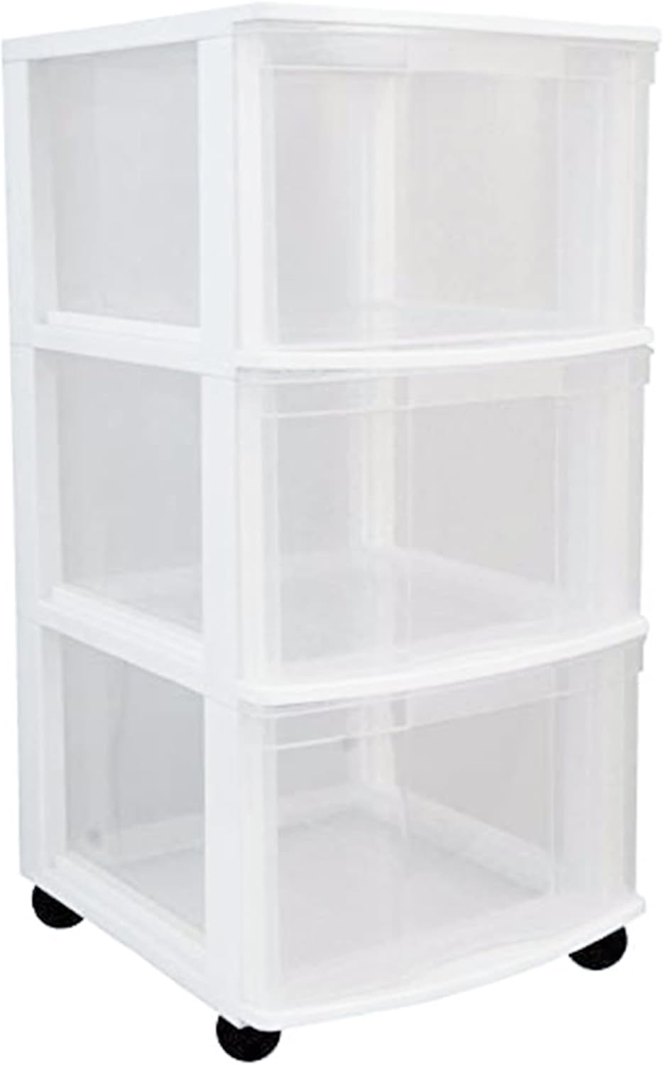 Gracious Living Classic 3 Drawer Organizer Cart, Plastic Storage Dresser with Caster Wheels for Home and Office