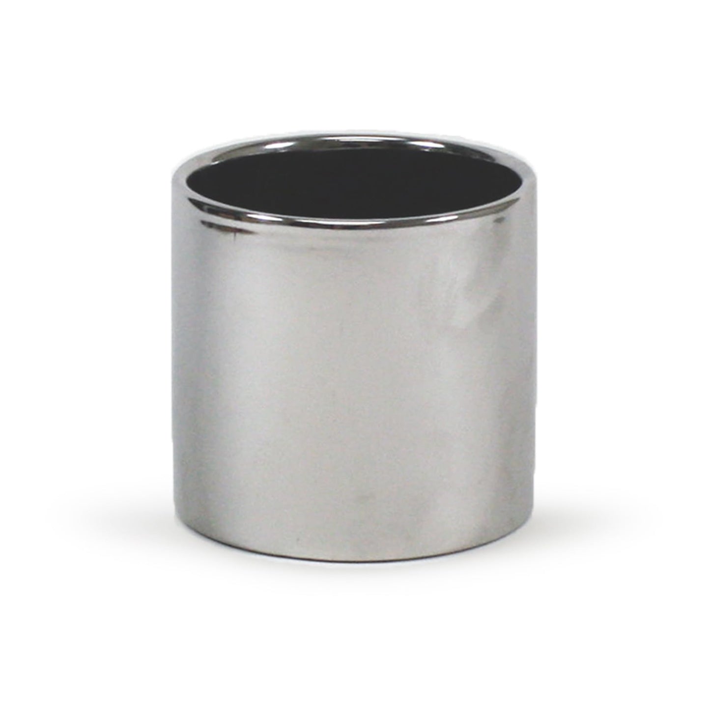 WGVI Silver Ceramic Cylinder Vase Width 6.5" Height 6", Flower Arrangements, Candle Holder, Terrarium Planter Pot, Storage Container Organizer, Pen Brush Holder, Smooth Silver Tabletop Decor, 1 Pc