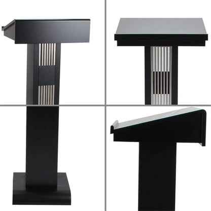 LaseVe Lectern Podium Stand, Floor Lectern Lecture Platform Speaking Simple Modern Hosting Stage Welcome Table Reception Desk Office Supplies Black