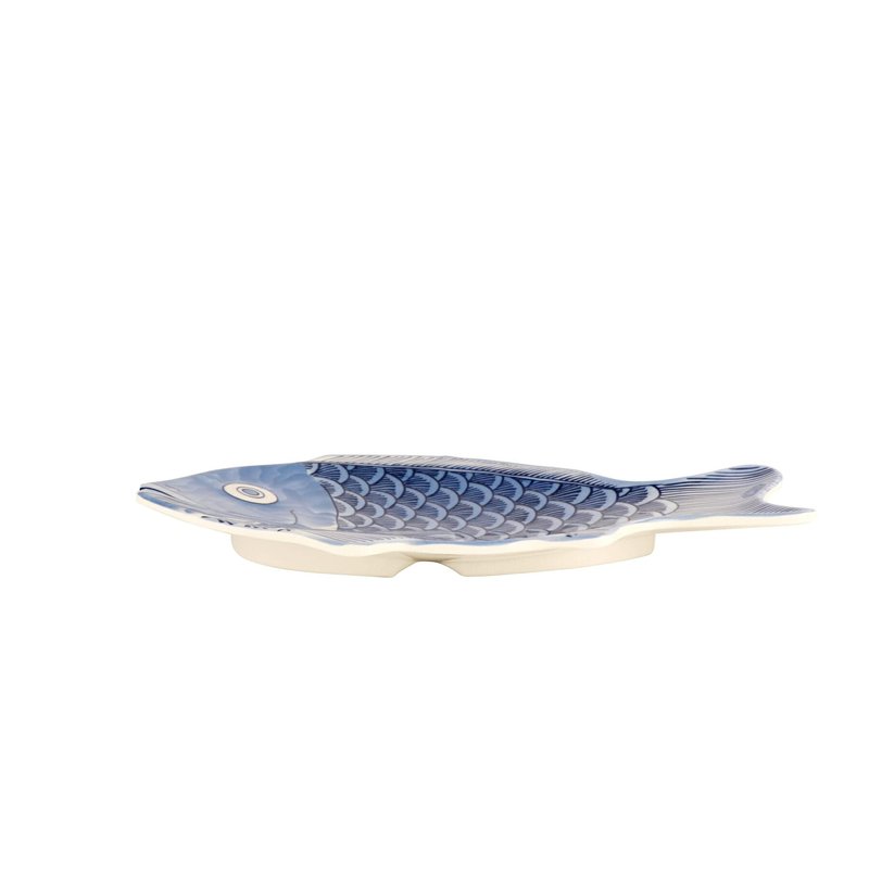 G.E.T. 370-10-BL Blue 10 Fish Shape Serving Platter, Break Resistant Dishwasher Safe Melamine Plastic, Creative Table Collection (Pack of 12)