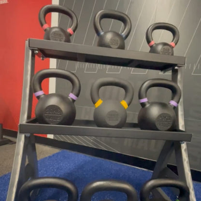 Technical Knock Out 3-Tier Kettlebell Rack | Perfect for Any Home Gym | Black Kettle Bell Weight Stand | Keep Your Workout Area Clean & Safe