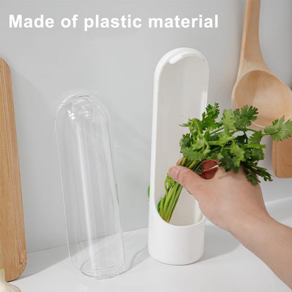 Ovrimelle 2 Pack Herb Keeper Container for Refrigerator, Clear Storage Bottle Fresh Storage Container for Cilantro Parsley Mint, Fresh Produce Saver, Extends Freshness for 2-3 Weeks