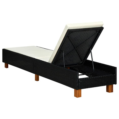 CKioict Adjustable Chaise Lounge Chair,Outdoor Recliner,Tanning Chairs,All Weather for Patio, Beach, Yard, Pool, Sunbed with Cushion Poly Rattan Black