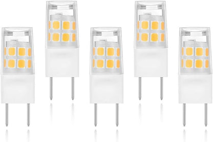 5 Pack-T4 JCD Bi-Pin G8 2Watt LED Light Bulbs, Warm White JCD Type T4 G8 Under Cabinet Puck Lamp for Kitchen Lighting