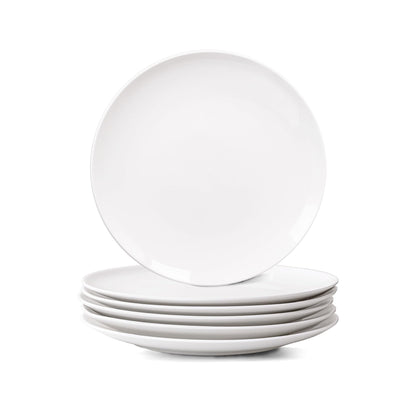 YALONG White Dinner Plates Set of 6, 10 Inch Ceramic Plates – White Porcelain Dinner Plates for Kitchen, Serving & Everyday Use, Microwave & Dishwasher Safe, 25.4Cm