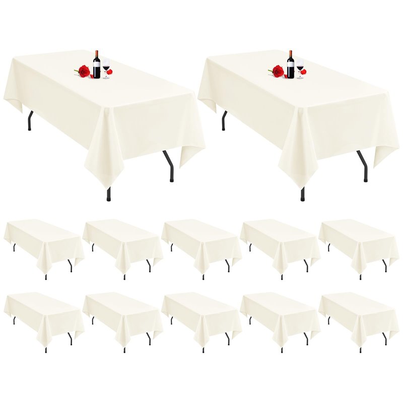 MTREO 12 Pack Cream Tablecloth 60 x 102 Inch Table Cloth for 6 Foot Rectangle Tables Ivory Tablecloth Washable Polyester Fabric Cream Table Cloth Rectangle for Wedding Party Banquet Dining