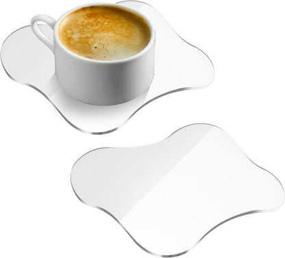 2 Pcs Acrylic Clear Coasters - Aesthetic Irregular Cloud Shape Drink Cup Coaster for Coffee Table, Desk Decoration