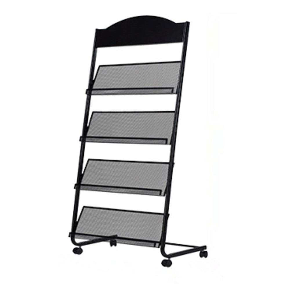 Iron Simple Floor-Standing Magazine Display Rack - Black