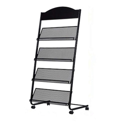 Iron Simple Floor-Standing Magazine Display Rack - Black