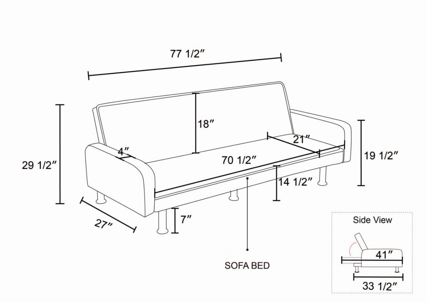 UOCFYK Fold Out Modern Couch Convertible Sleeper Sofa Chair Bed, 2 Seater Loveseat for Living Room, Lounge Comfy Cama for Small Spaces for Bedroom, Adjustable Angle, Orange Calico