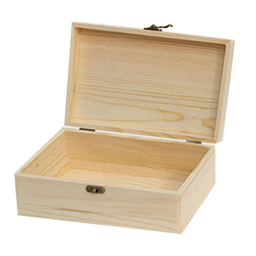 Zhou Pine Wood Storage Box - Natural DIY Accessories Set with Hinged Lid and Front Buckle, Perfect for Art Lovers and Family Collections