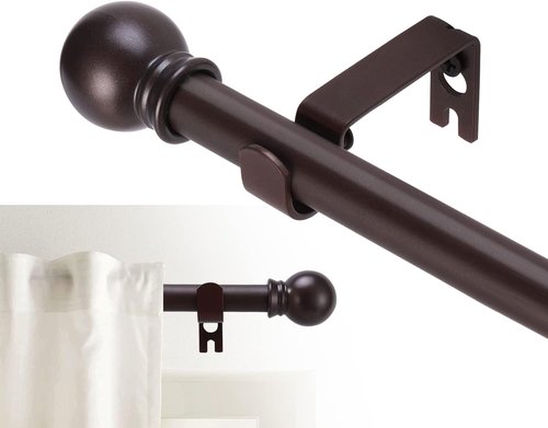 GXOACKJ Decorative Curtain Rods - Heavy Duty Metal, 32-48 Inch, Brown Finish with Brackets