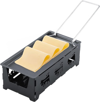 ViaGasaFamido Carbon Steel Grilling Tool Set - Non-Stick Cheese Pot with Foldable Handle