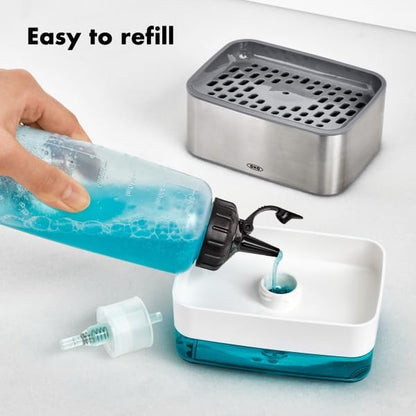 OXO Good Grips Clear Stainless Steel Soap Dispensing Sponge Holder