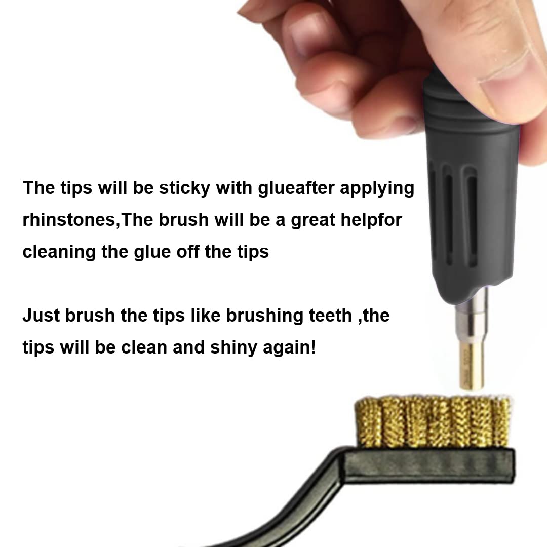 Hotfix Rhinestone Applicator, 7 in 1 Professional Iron-on DIY Hot Fix Tool Rhinestone Setter Applicator Wand Crystal Gem Tool Kit with 7 Different Sizes Tips, Support Stand (Black)