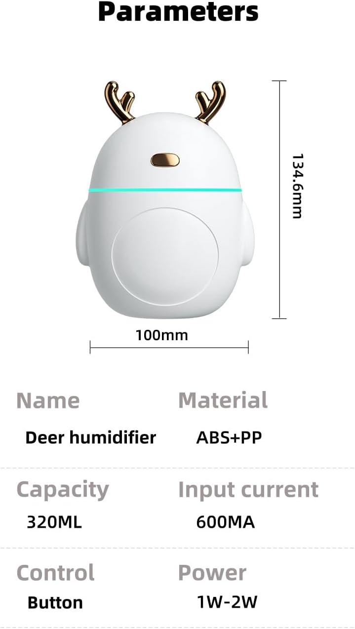 Adorable Diffuser with Ultrasonic Tech, USB-Powered Portable Diffuser for Essential Oils, Small Humidifier for Home