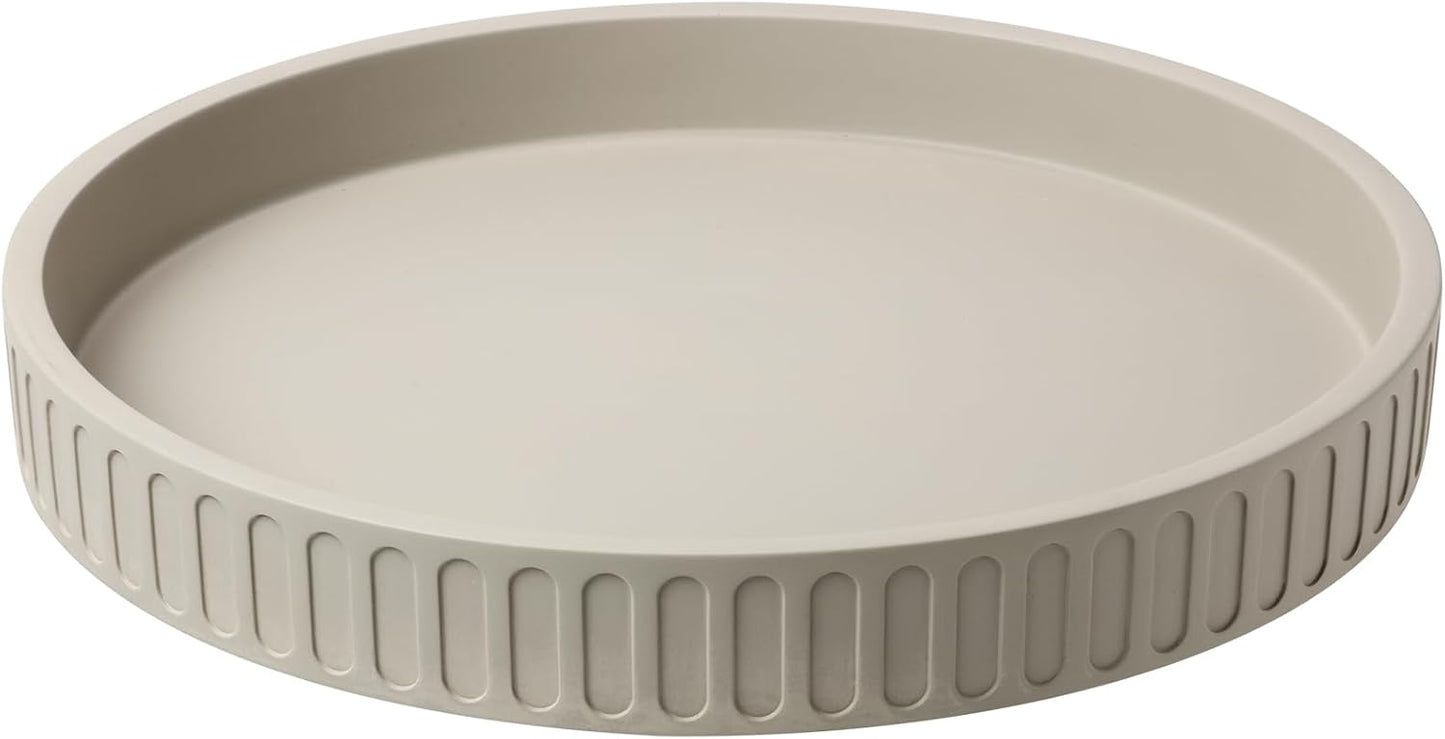 12in 100% Decorative Tray for Coffee Table Tray Decor, Gray Solid Concrete Decorative Round Tray for Kitchen, Living