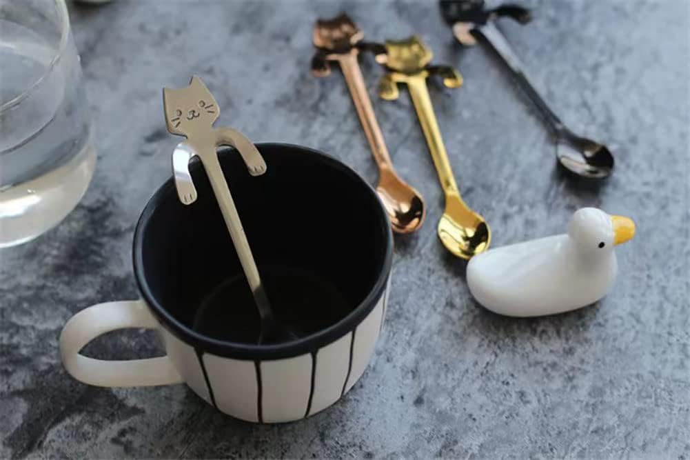 4 Pcs Cute Mini Cat Spoon Set, Stainless Steel Spoons for Tea, Coffee, Dessert, Sugar, Ice Cream