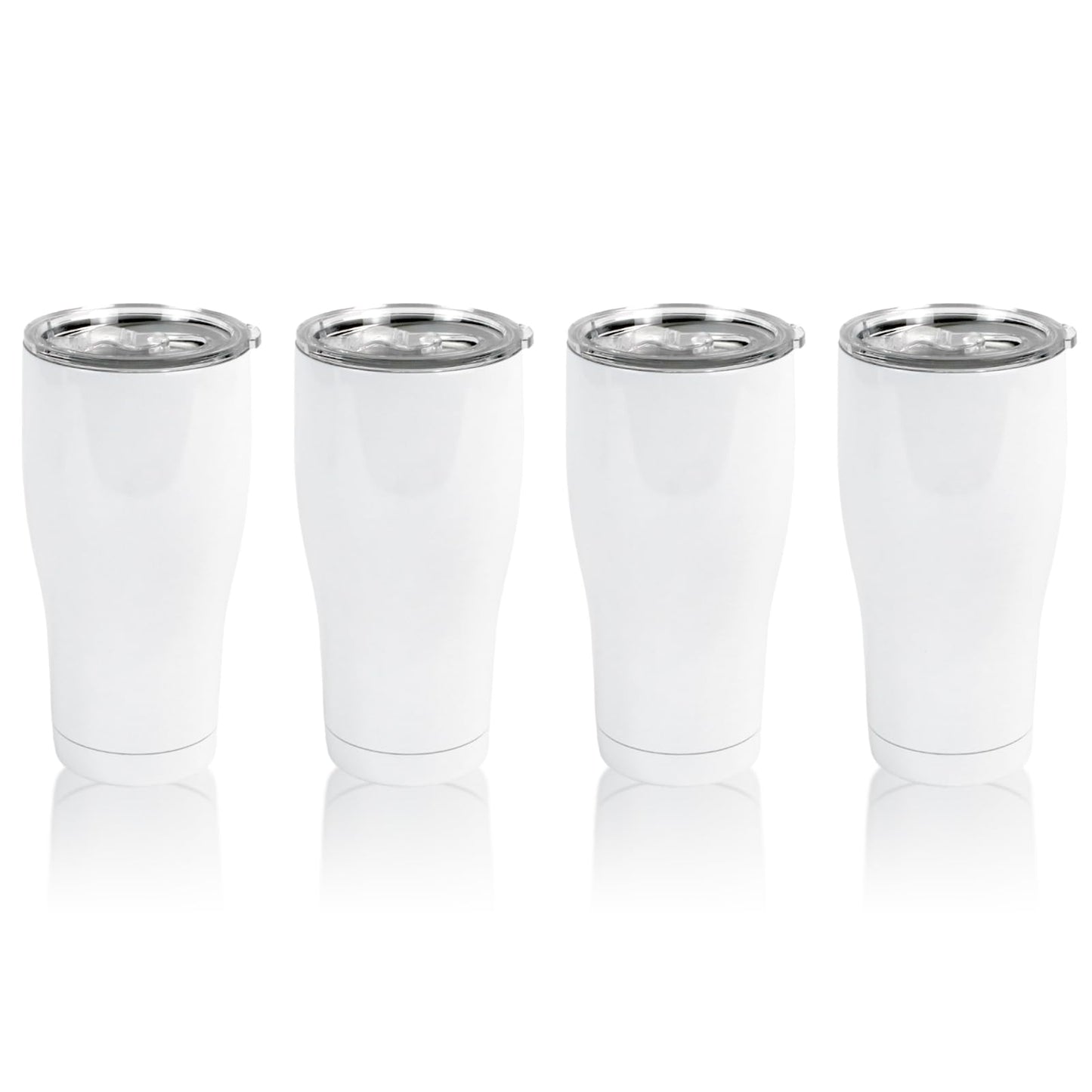 MAIKESUB 4 Pack Sublimation Blank Tumbler White 30 OZ Stainless Steel Waist Cup With Lid Vacuum Insulated Tumbler Double Wall Coffee Mugs