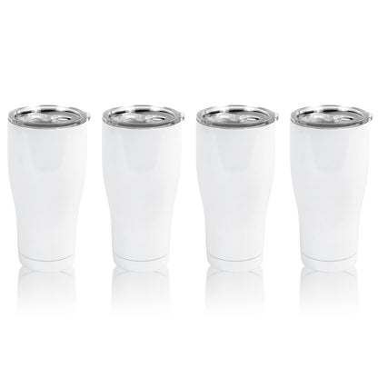 MAIKESUB 4 Pack Sublimation Blank Tumbler White 30 OZ Stainless Steel Waist Cup With Lid Vacuum Insulated Tumbler Double Wall Coffee Mugs